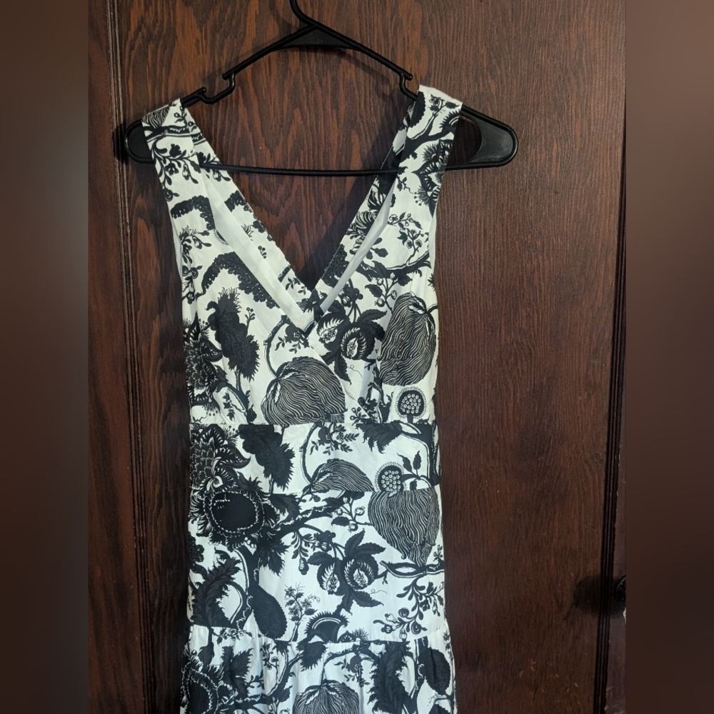 New With Tags J. Crew Tiered Maxi Dress in Ratti Print Black and White (size 6) - Picture 3 of 11